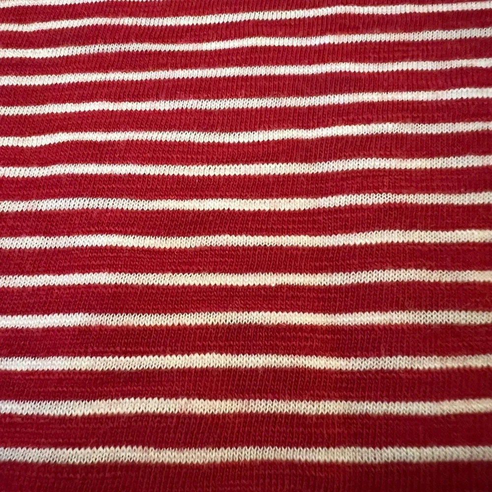 Talbots Red White Horizontal Striped Shirt Short Sleeve Top NWT Petite Large PL - Picture 10 of 10